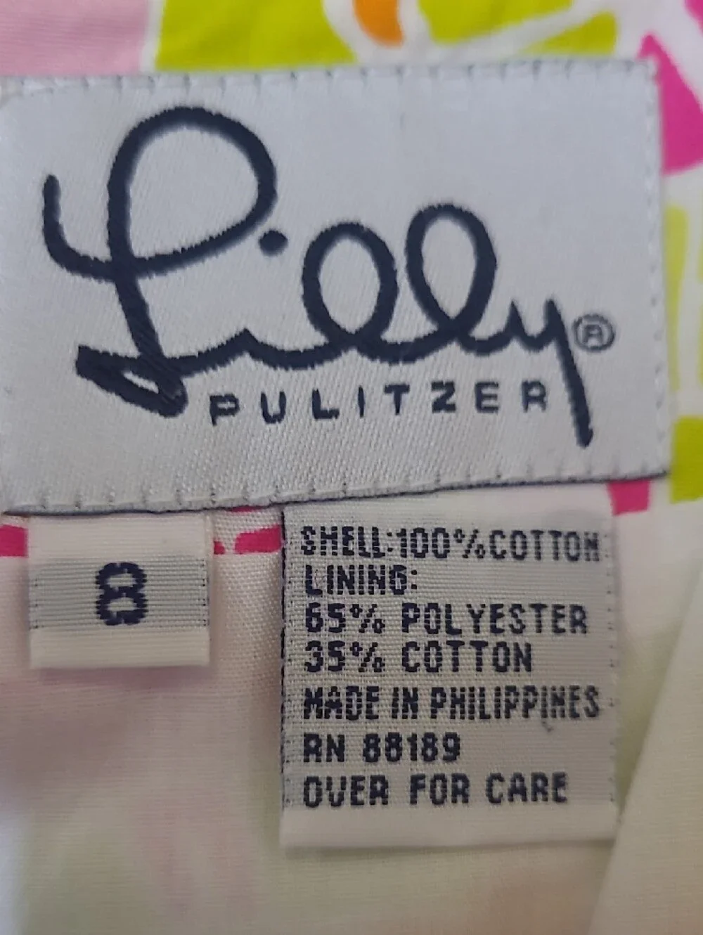 Lilly Pulitzer White Pink Green Floral Label vintage‎ Y2k size 8 for women.